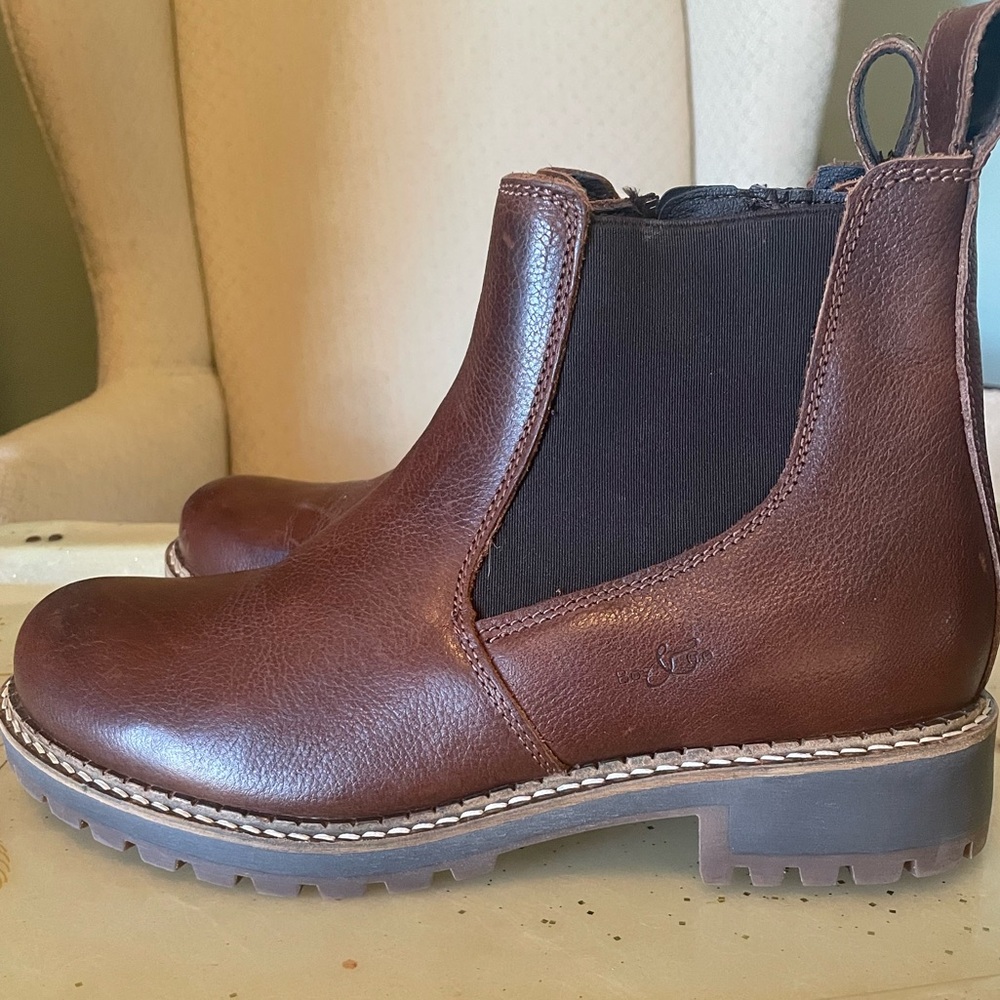 Never worn! Bos. & Co. Brown Leather Ankle Boots